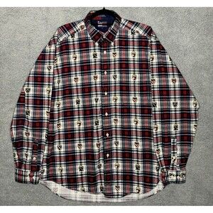 Tommy Hilfiger Shirt Men's Large Vintage All Over Lion Crest Shield Print